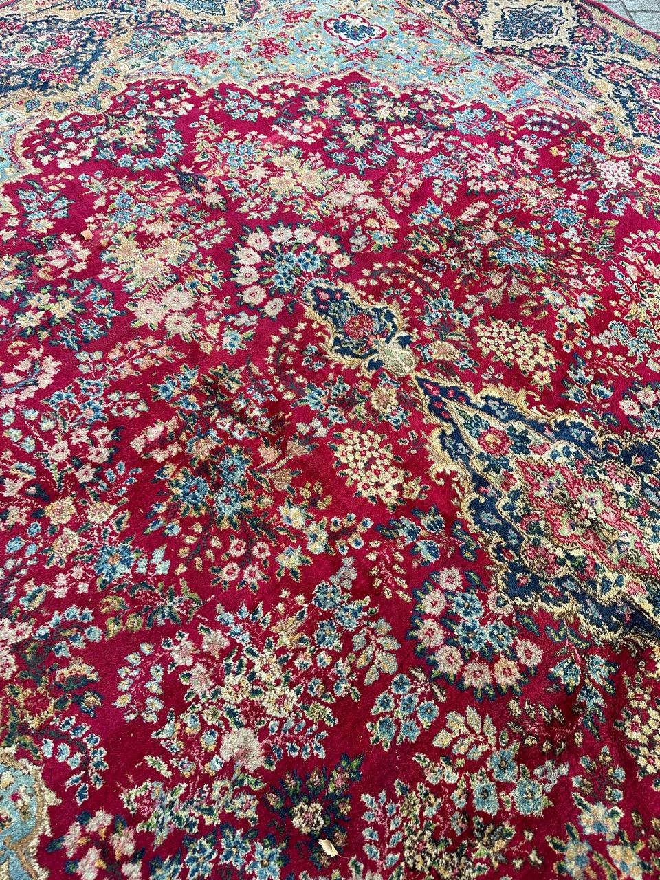 Wool Bobyrug’s wonderful large floral design fine Kirman style rug  For Sale