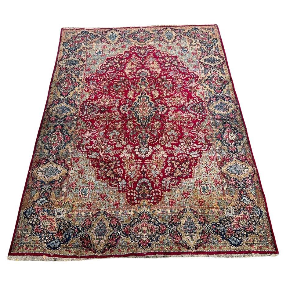 Bobyrug’s wonderful large floral design fine Kirman style rug  For Sale