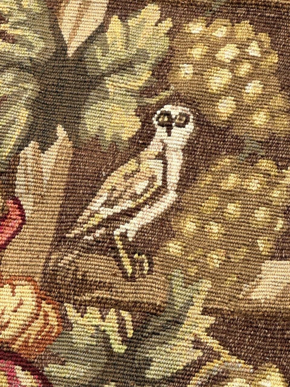 Wonderful mid century French Aubusson Tapestry medieval play chess 4