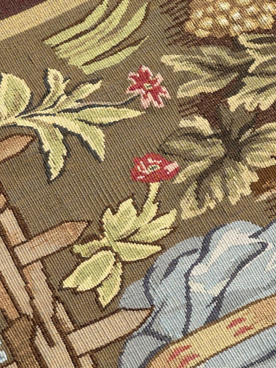 Wonderful mid century French Aubusson Tapestry medieval play chess 6