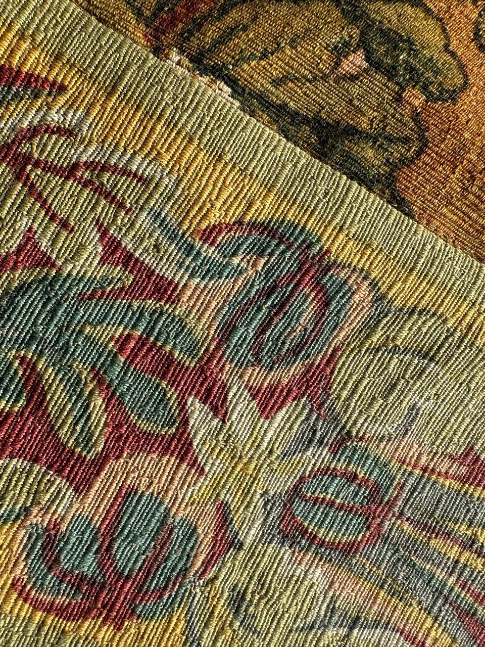 Bobyrug's Wonderful Vintage French hand printed Tapestry,  