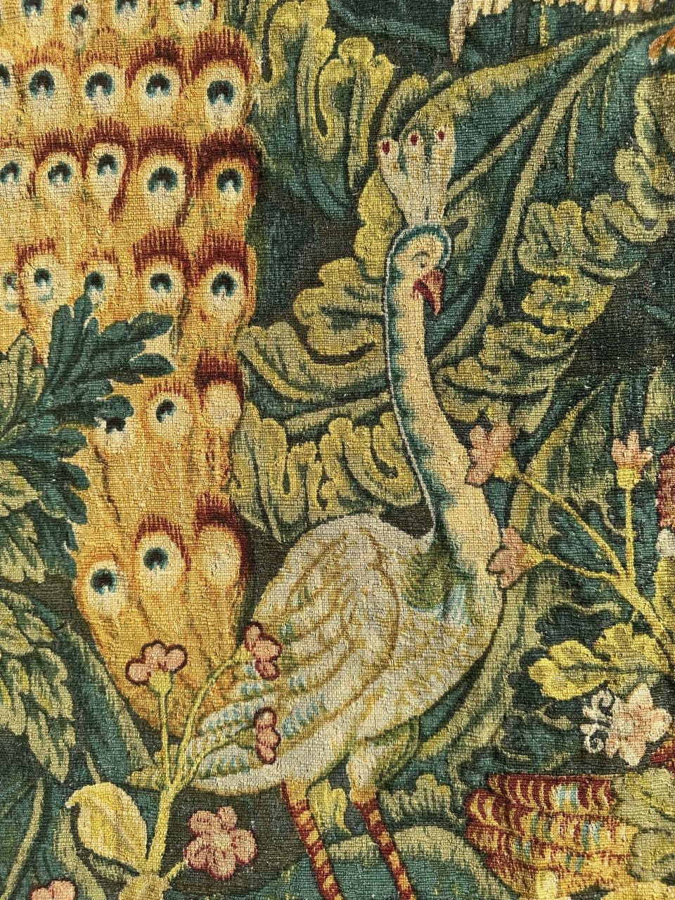 Peint à la main Bobyrug's Wonderful Vintage French hand printed Tapestry,  