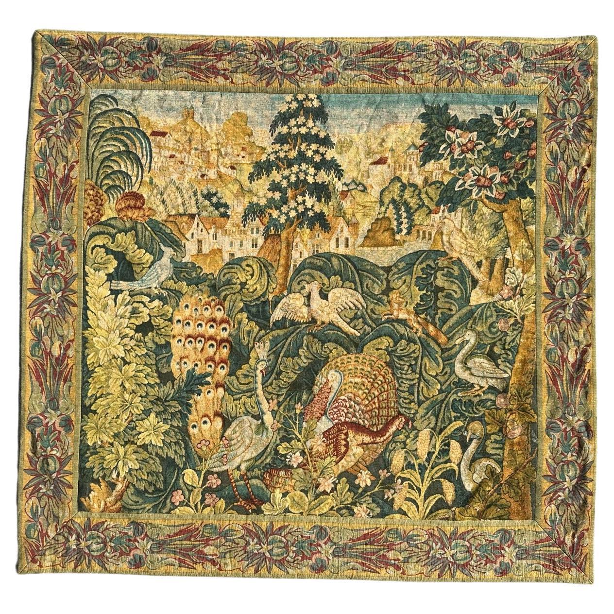 Bobyrug's Wonderful Vintage French hand printed Tapestry,  " bestiaire " en vente