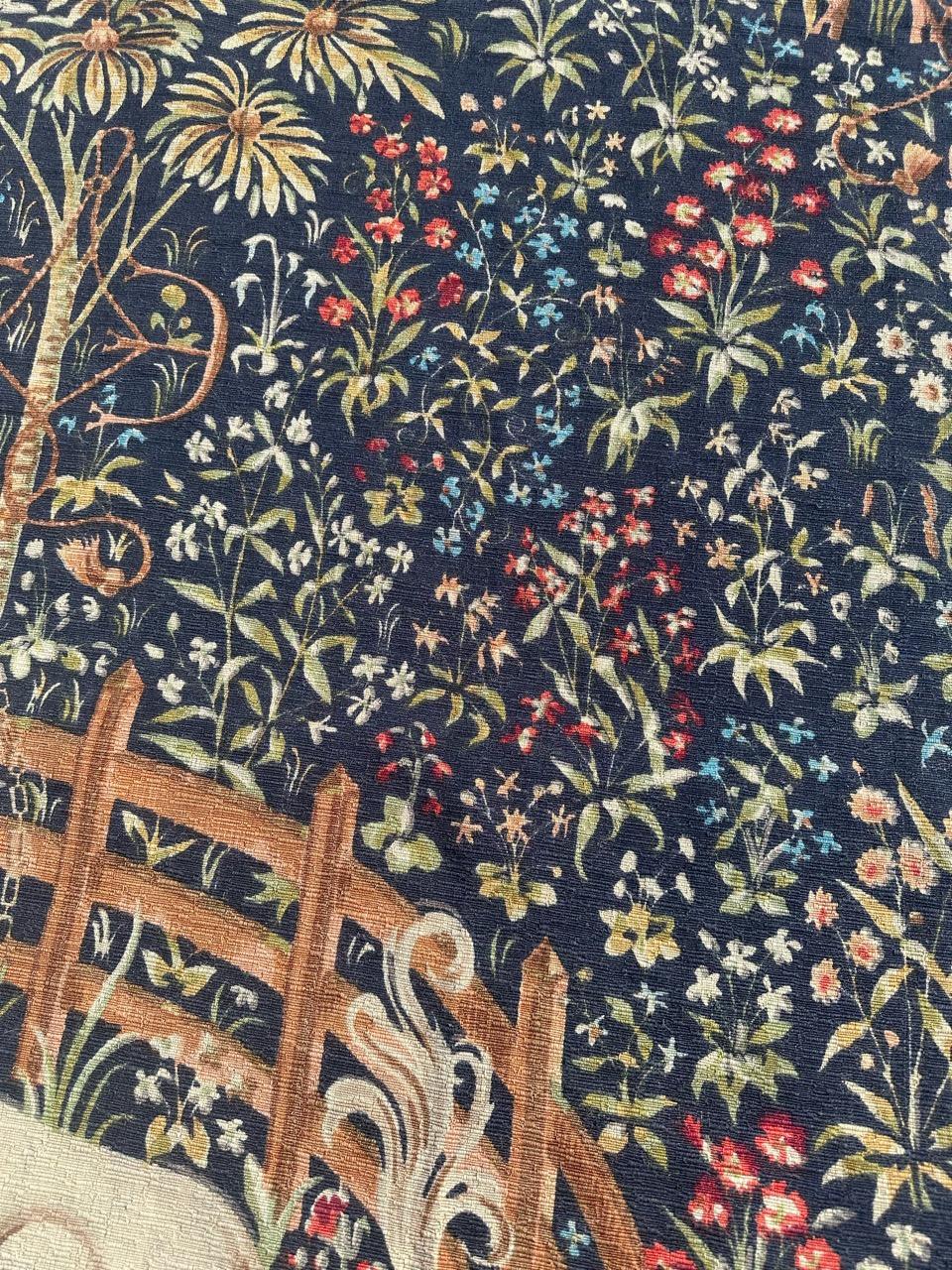 Bobyrug’s Wonderful Vintage French hand printed Tapestry « licorne captive » For Sale 1