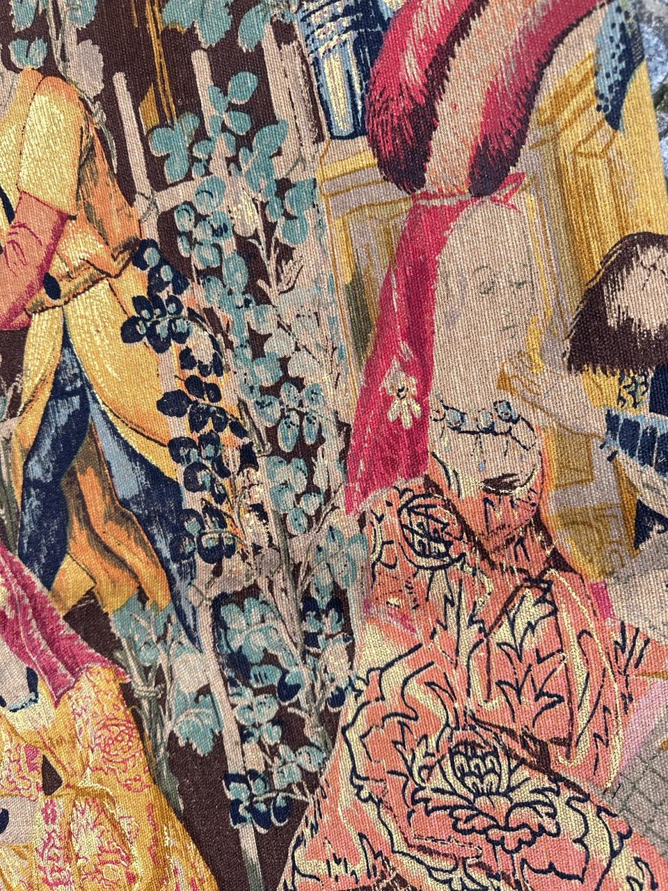 Bobyrug's Wonderful Vintage Französisch Hand gedruckt Tapestry Vendanges Museum Design im Angebot 4