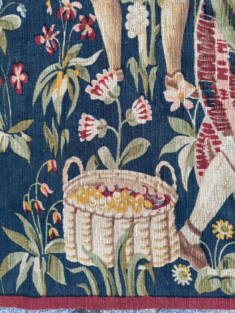 Bobyrug’s Wonderful Vintage French hand printed Tapestry Vendanges museum Design For Sale 3
