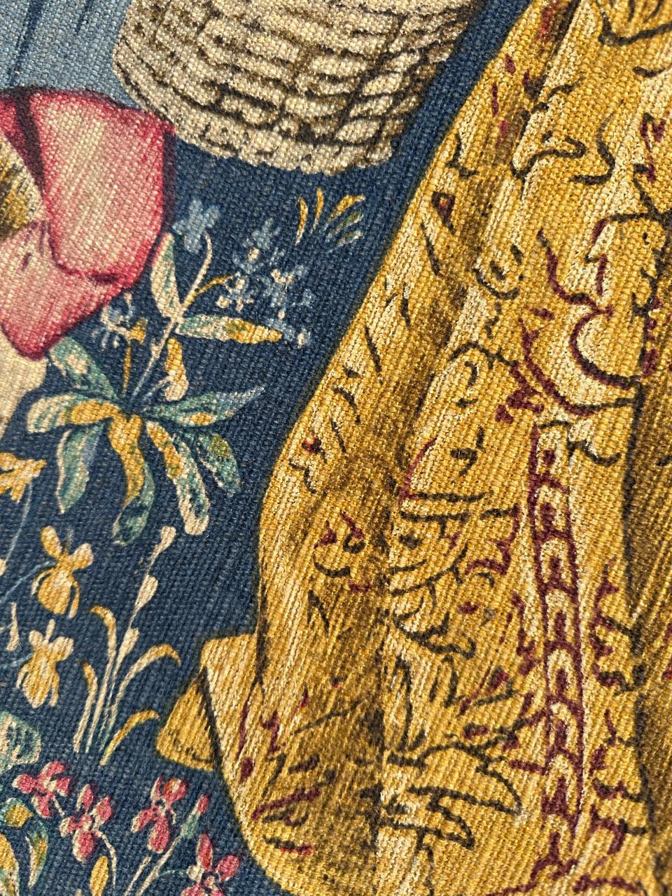 Bobyrug’s Wonderful Vintage French hand printed Tapestry Vendanges museum Design For Sale 9