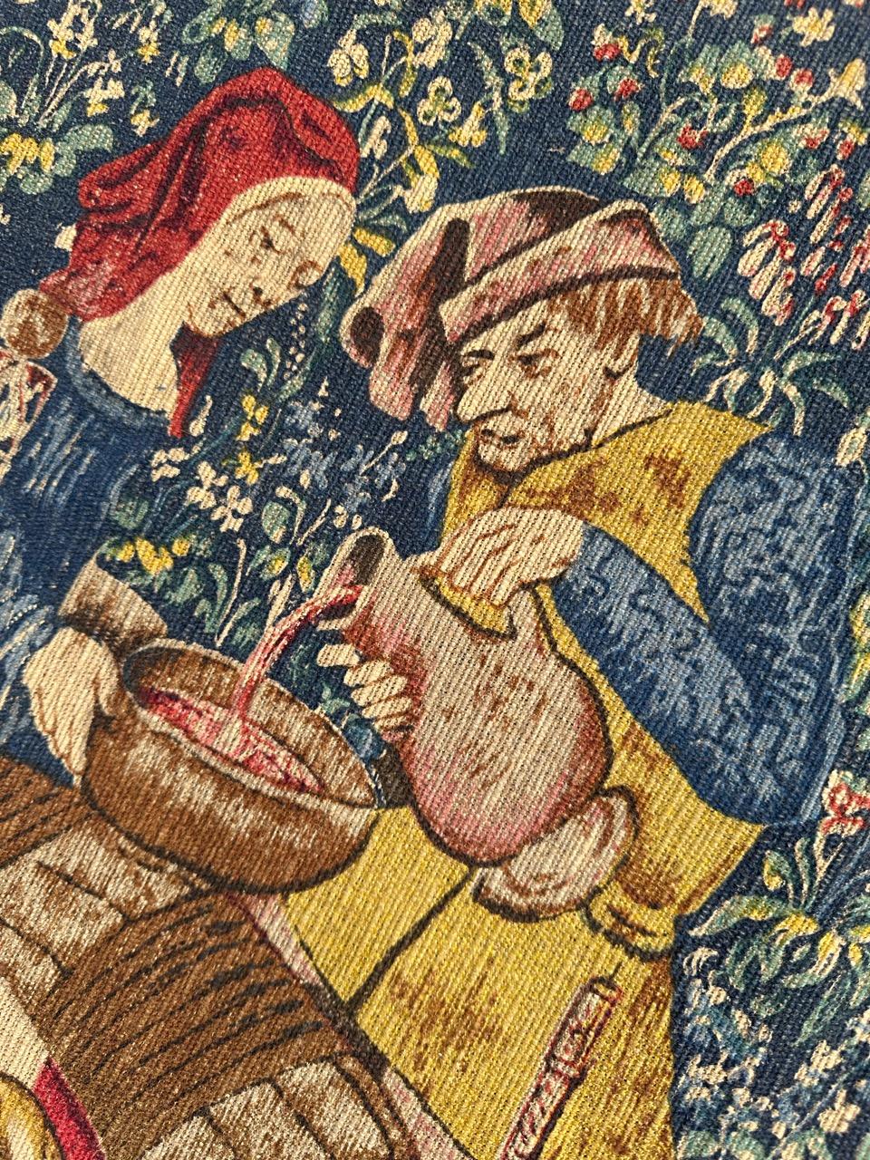 Bobyrug’s Wonderful Vintage French hand printed Tapestry Vendanges museum Design For Sale 10