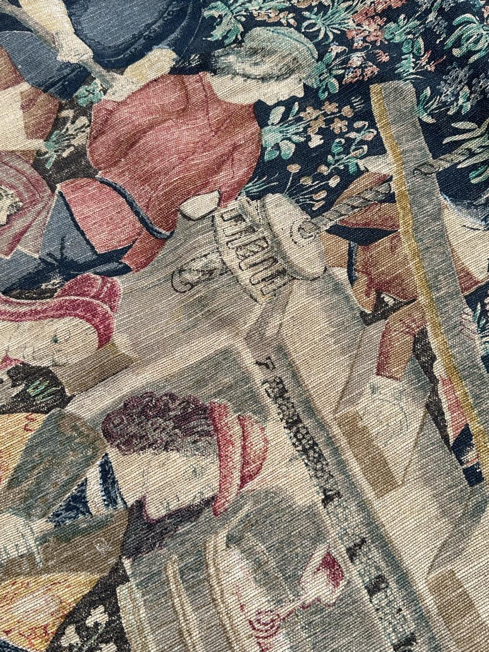 Bobyrug’s Wonderful Vintage French hand printed Tapestry Vendanges museum Design For Sale 11