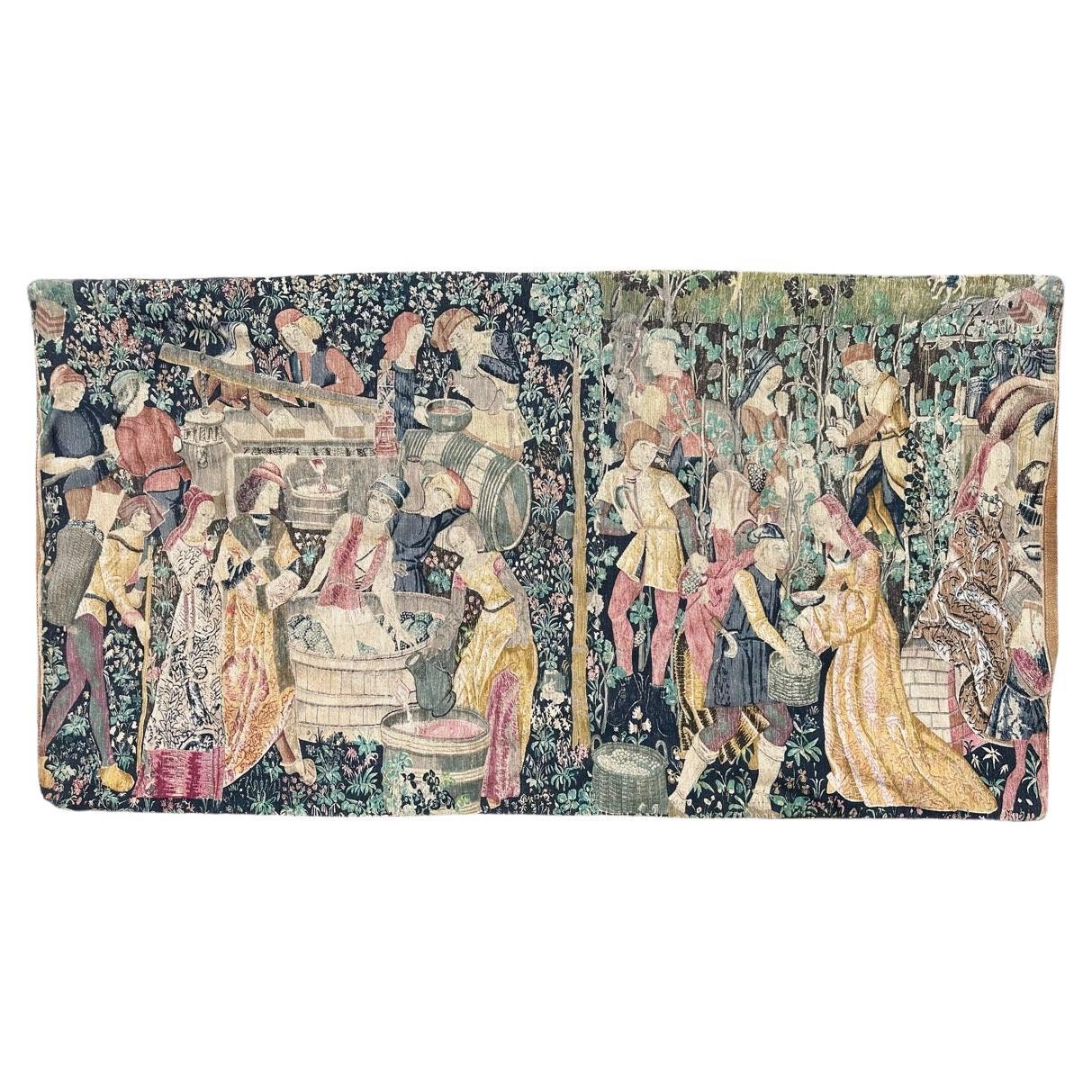 Bobyrug’s Wonderful Vintage French hand printed Tapestry Vendanges museum Design