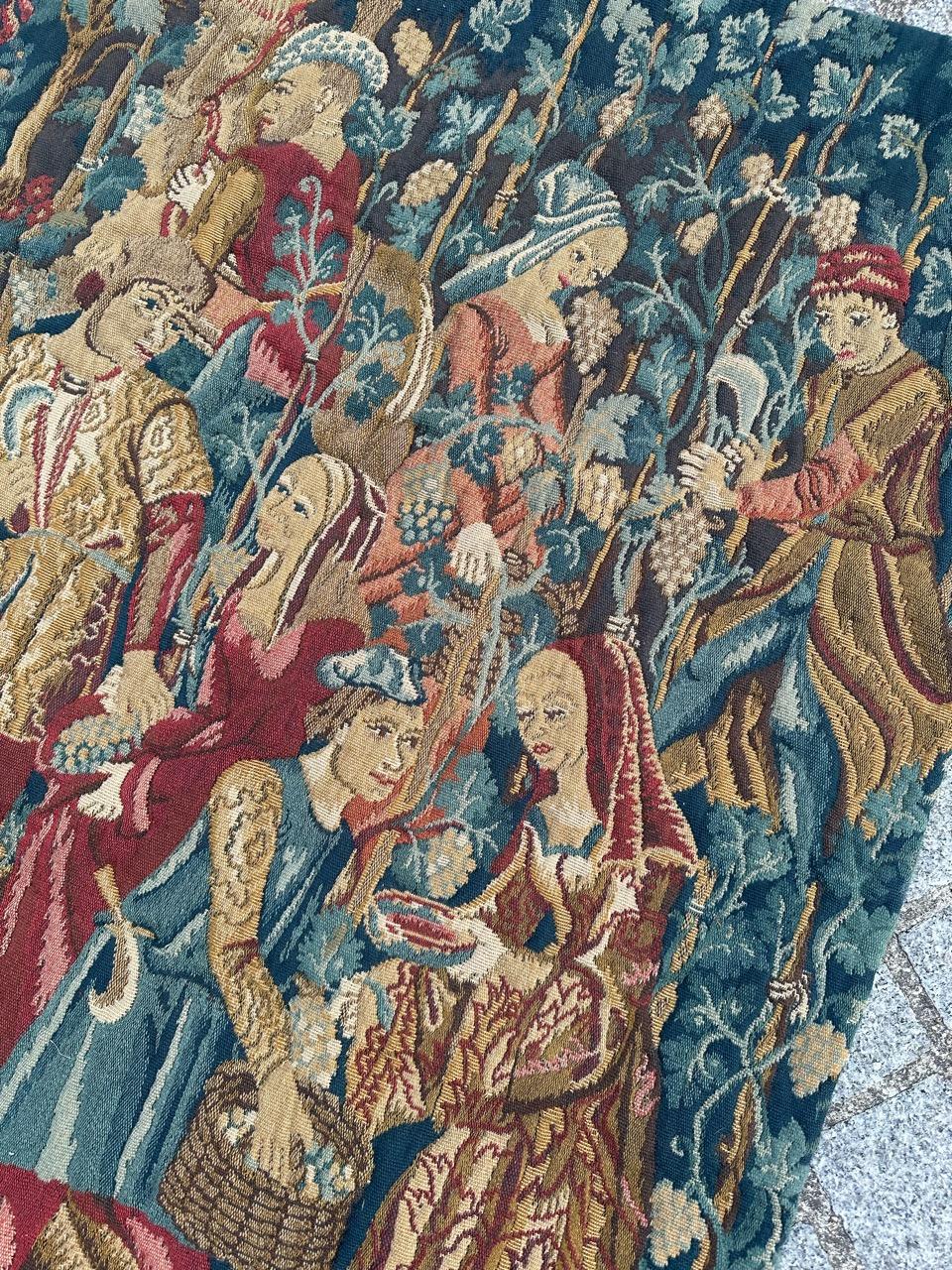 Bobyrug’s Wonderful Vintage French Jacquard Tapestry Vendanges museum Design For Sale 3