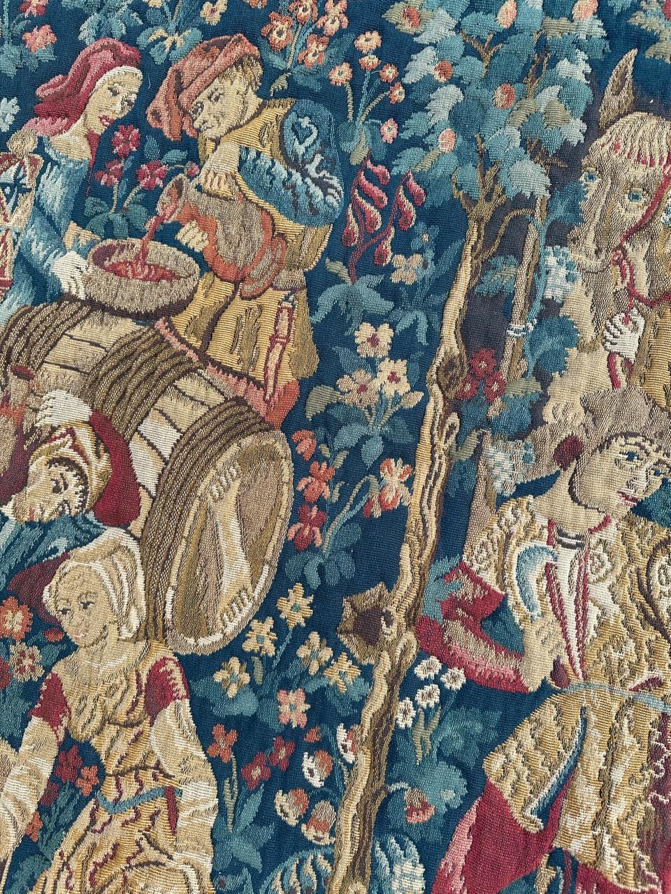 Bobyrug’s Wonderful Vintage French Jacquard Tapestry Vendanges museum Design For Sale 4