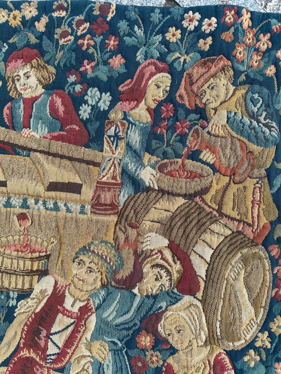 Bobyrug’s Wonderful Vintage French Jacquard Tapestry Vendanges museum Design For Sale 5