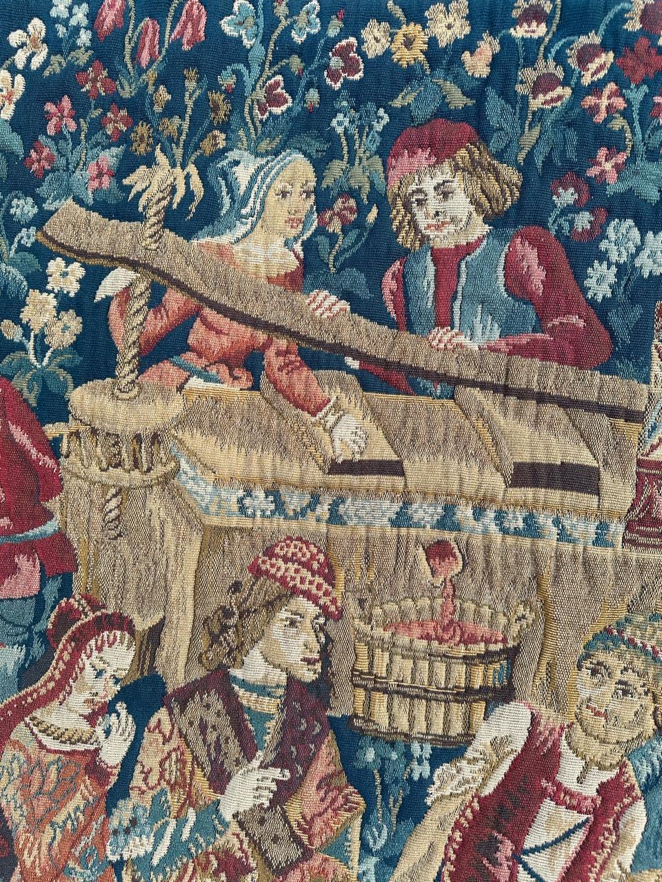 Bobyrug’s Wonderful Vintage French Jacquard Tapestry Vendanges museum Design For Sale 6