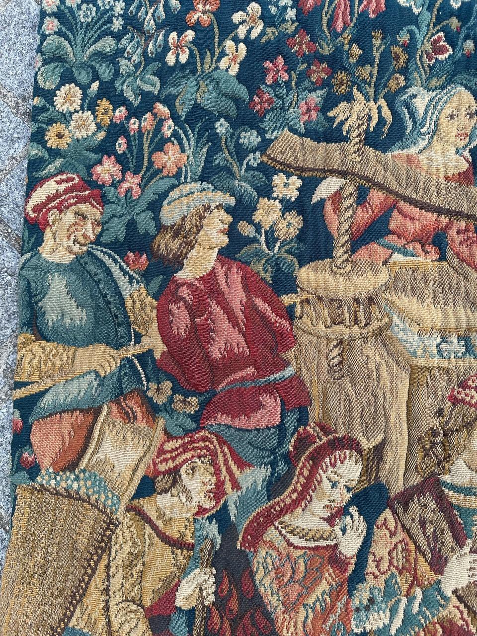 Bobyrug’s Wonderful Vintage French Jacquard Tapestry Vendanges museum Design For Sale 7
