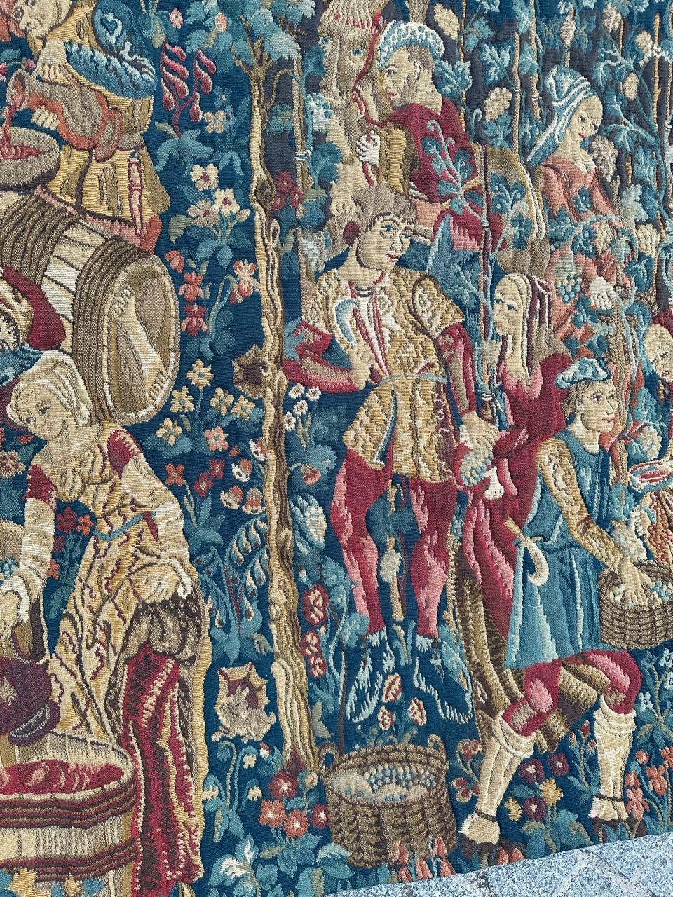 Bobyrug’s Wonderful Vintage French Jacquard Tapestry Vendanges museum Design For Sale 9