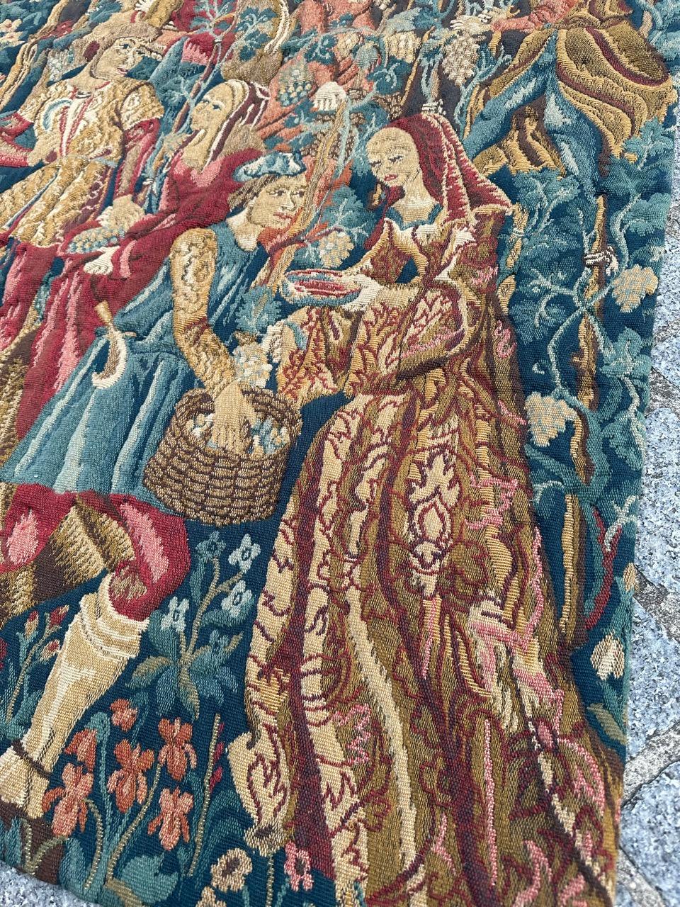 Bobyrug’s Wonderful Vintage French Jacquard Tapestry Vendanges museum Design For Sale 10