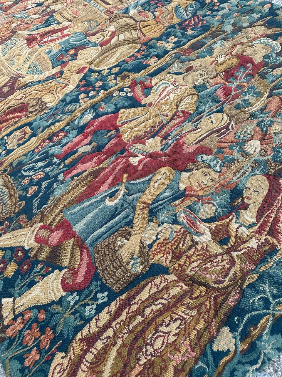 Bobyrug’s Wonderful Vintage French Jacquard Tapestry Vendanges museum Design For Sale 11
