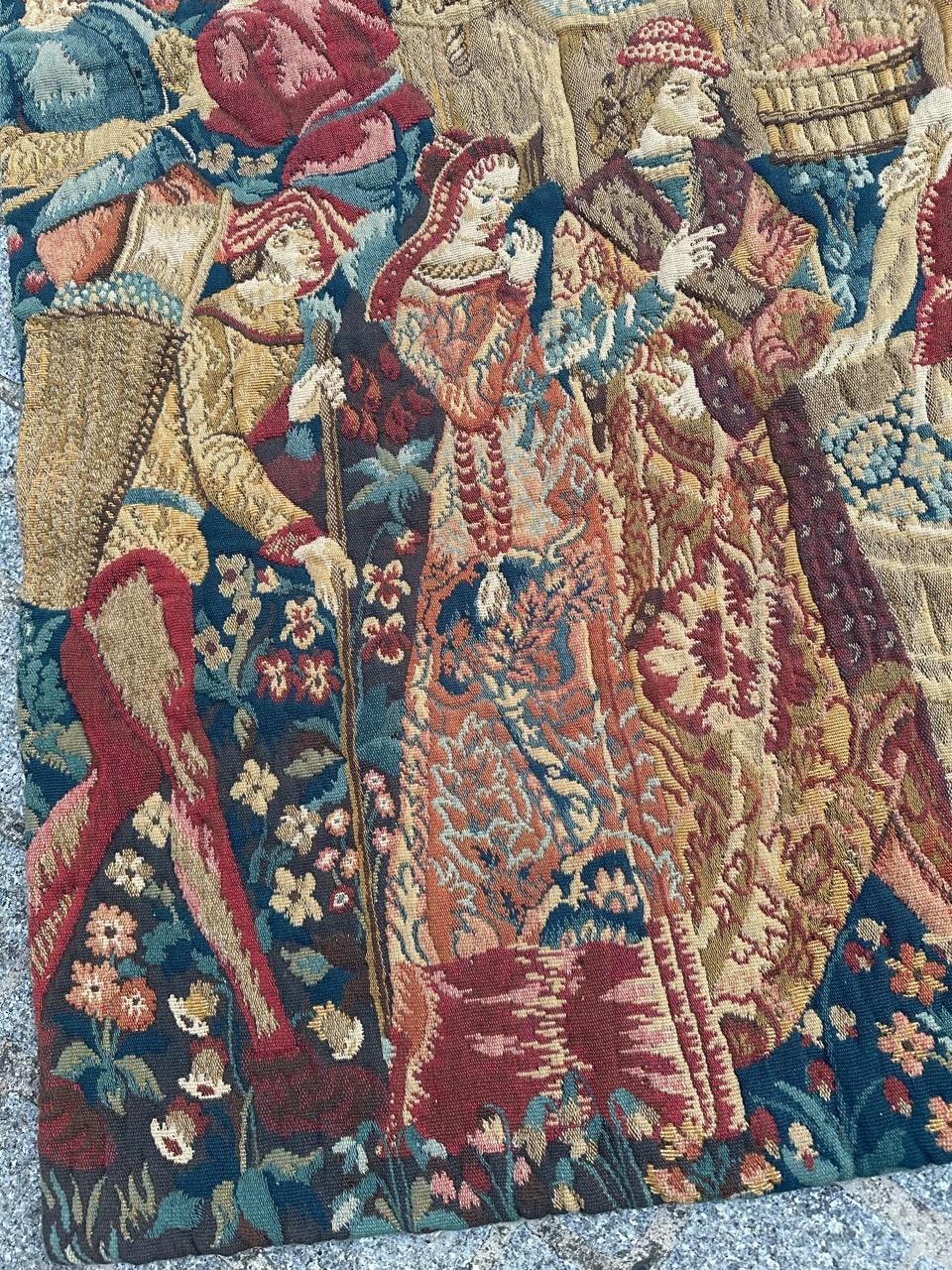 20th Century Bobyrug’s Wonderful Vintage French Jacquard Tapestry Vendanges museum Design For Sale