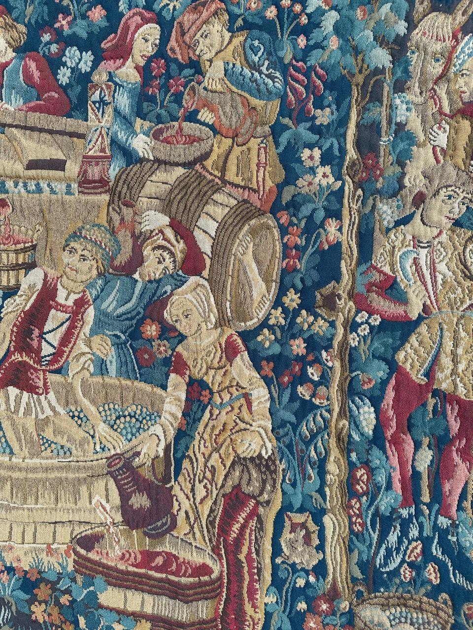 Bobyrug’s Wonderful Vintage French Jacquard Tapestry Vendanges museum Design For Sale 1