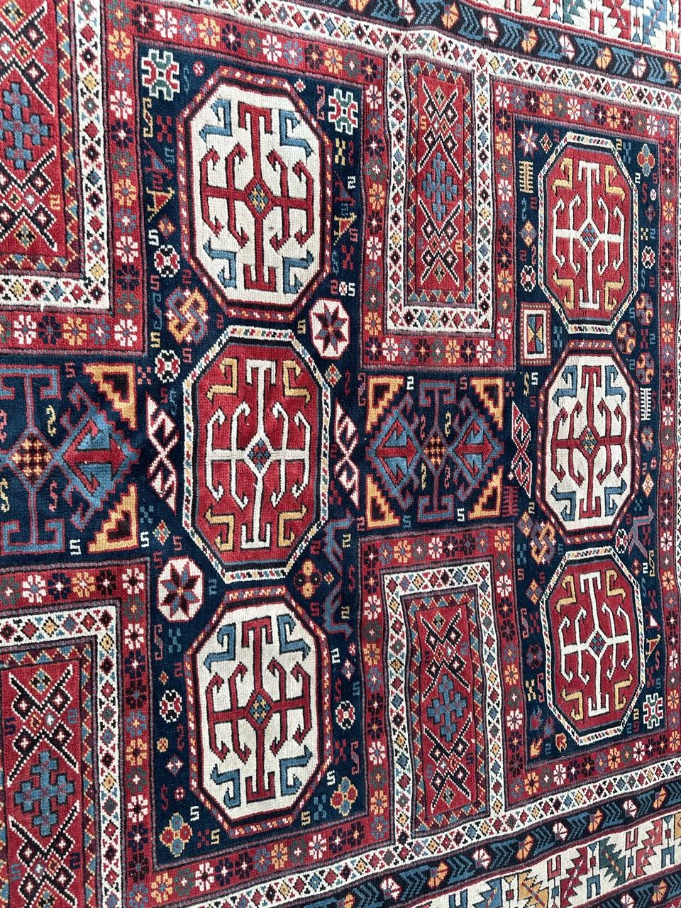 Bobyrug’s wonderful vintage Turkish shirvan design rug For Sale 3