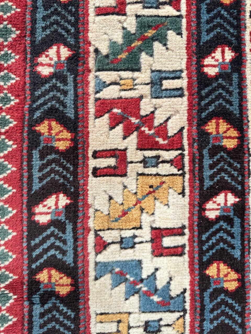 Bobyrug’s wonderful vintage Turkish shirvan design rug For Sale 5