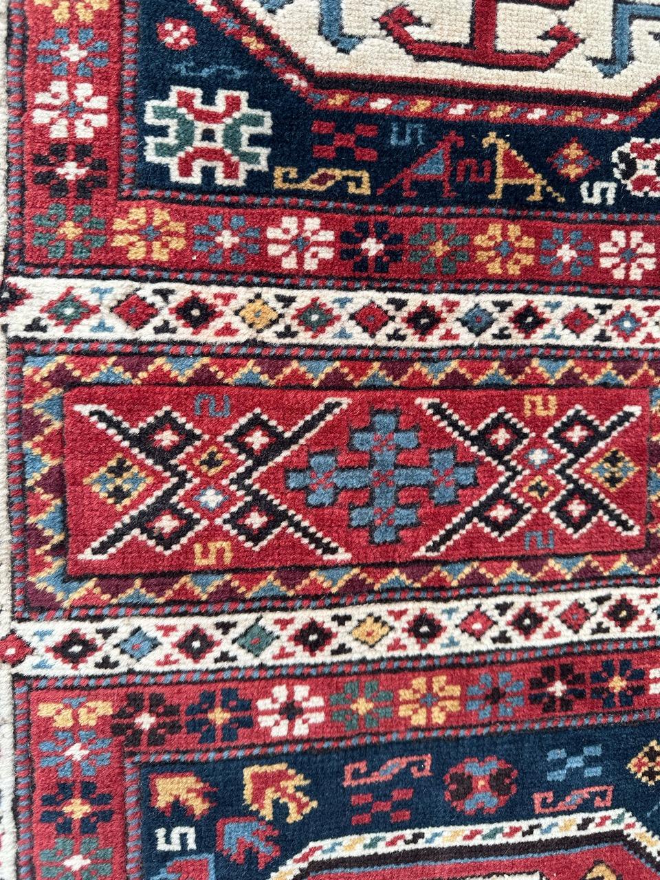 Bobyrug’s wonderful vintage Turkish shirvan design rug For Sale 6