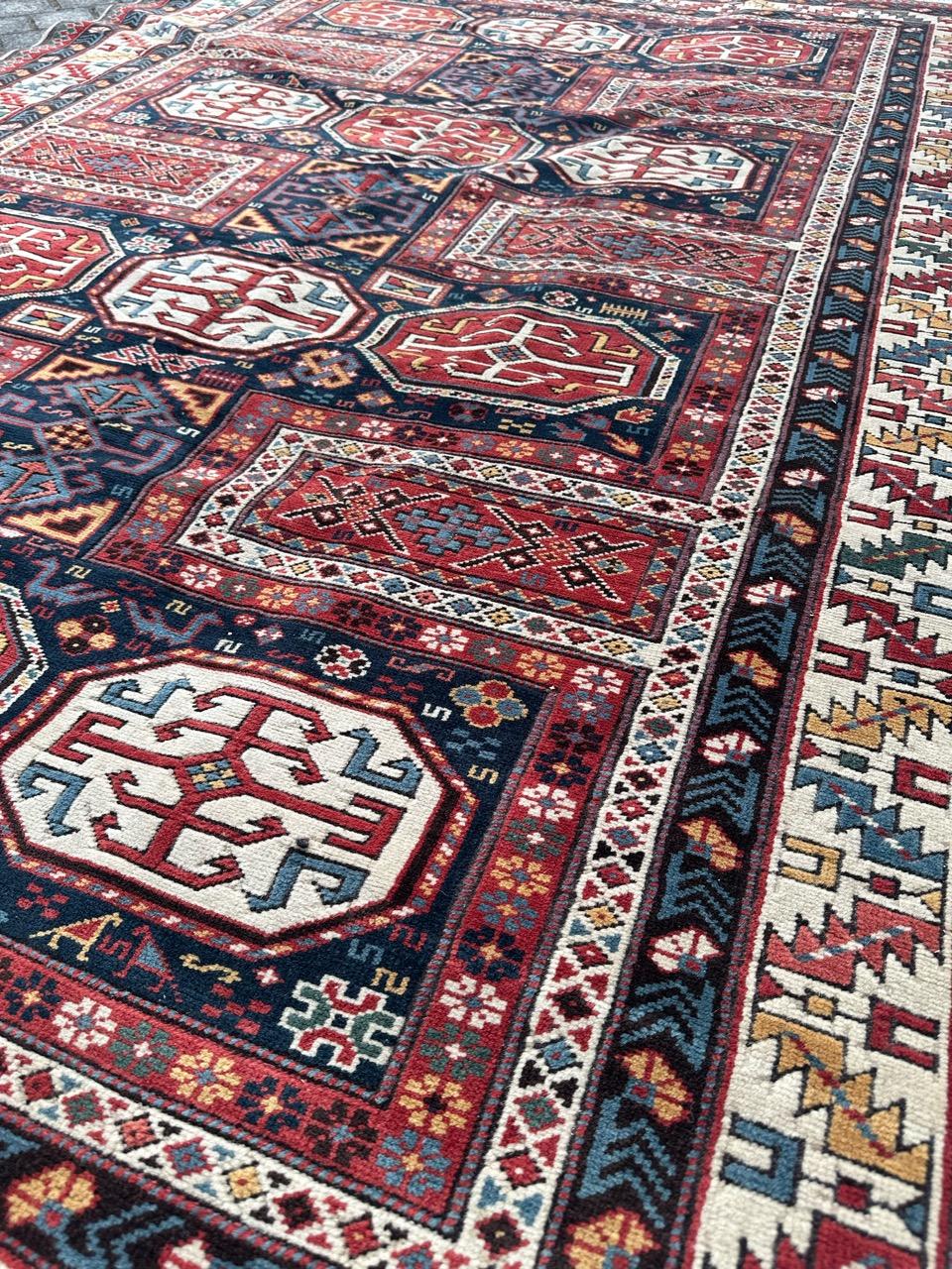 Bobyrug’s wonderful vintage Turkish shirvan design rug For Sale 9