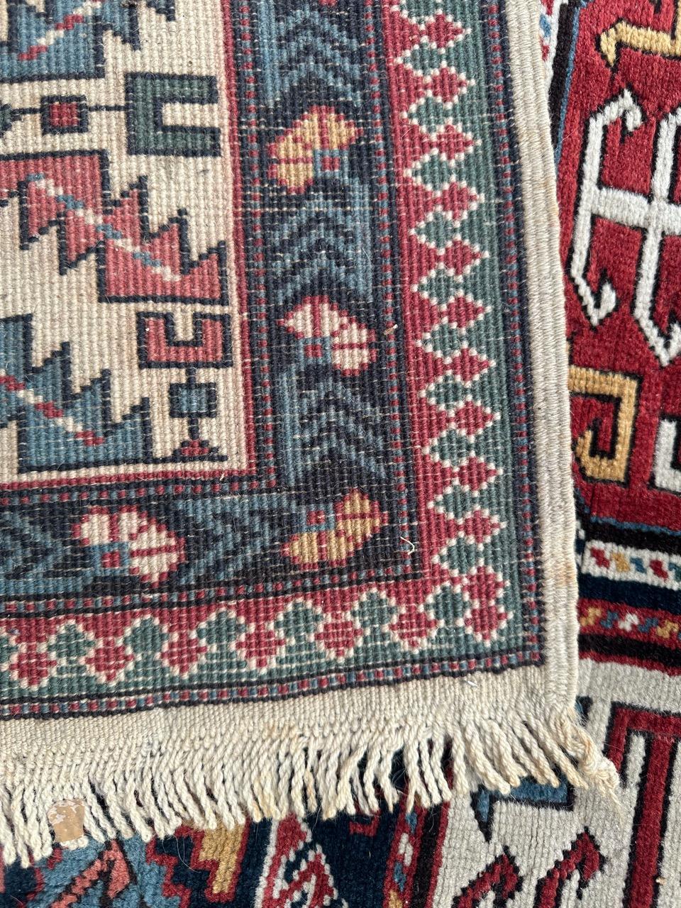 Bobyrug’s wonderful vintage Turkish shirvan design rug For Sale 11