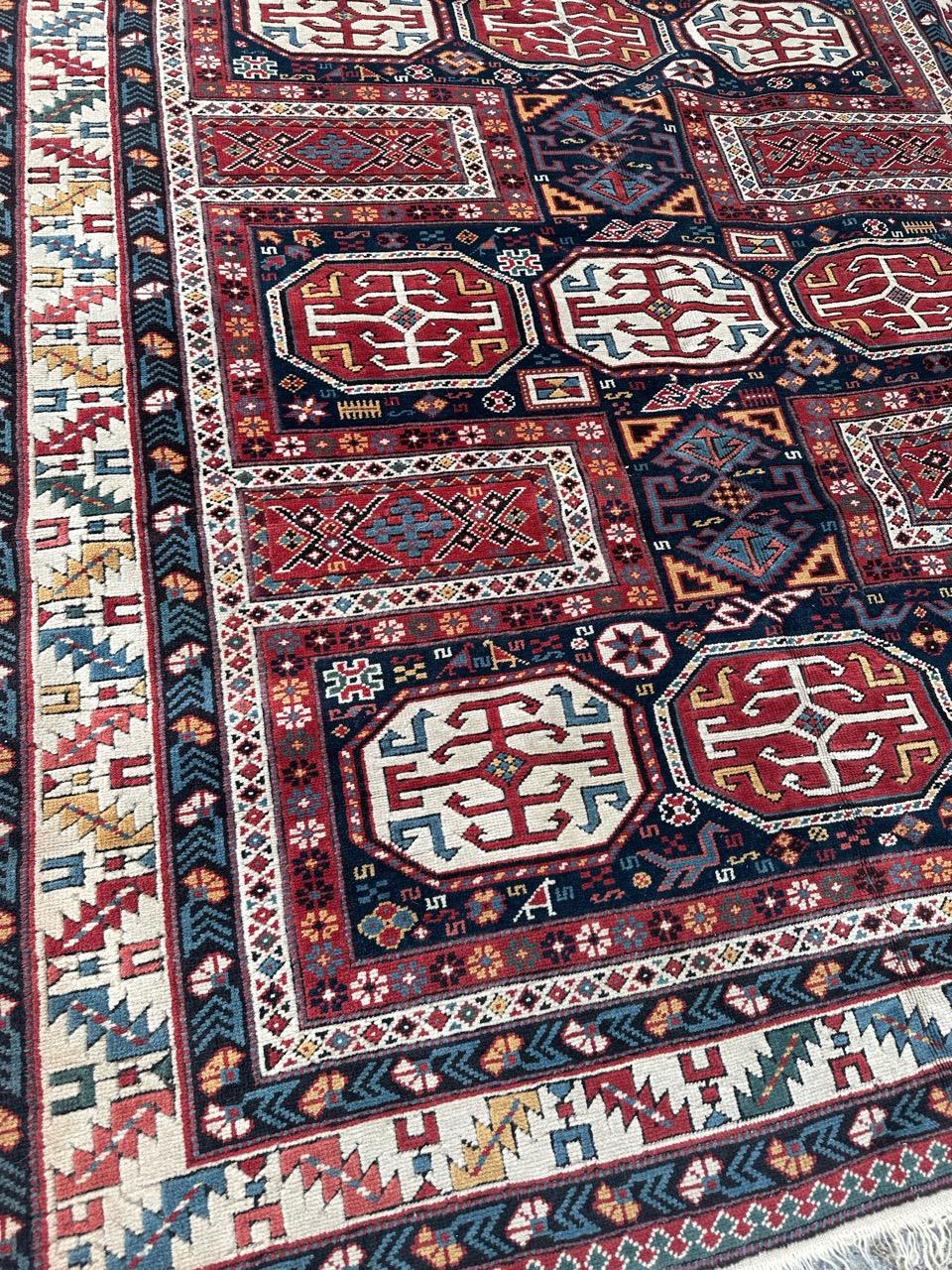 20th Century Bobyrug’s wonderful vintage Turkish shirvan design rug For Sale