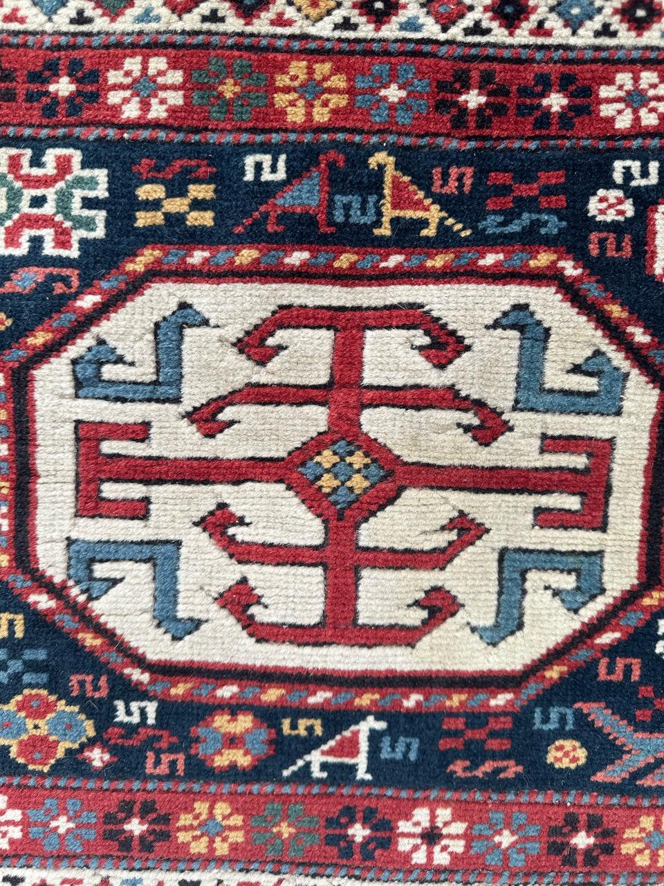 Bobyrug’s wonderful vintage Turkish shirvan design rug For Sale 1