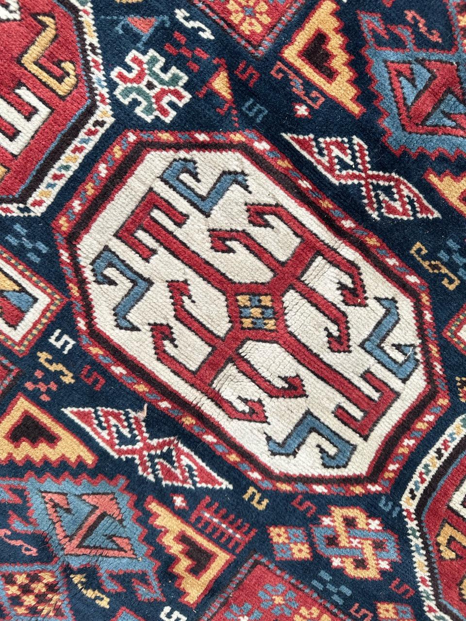Bobyrug’s wonderful vintage Turkish shirvan design rug For Sale 2