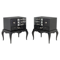 Boca Do Lobo Brooklyn Bedside Tables, Glass and Wood, Portugal