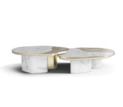 Boca do Lobo Ophelia Calacatta Marble Center Table, Gold-Plated Brass