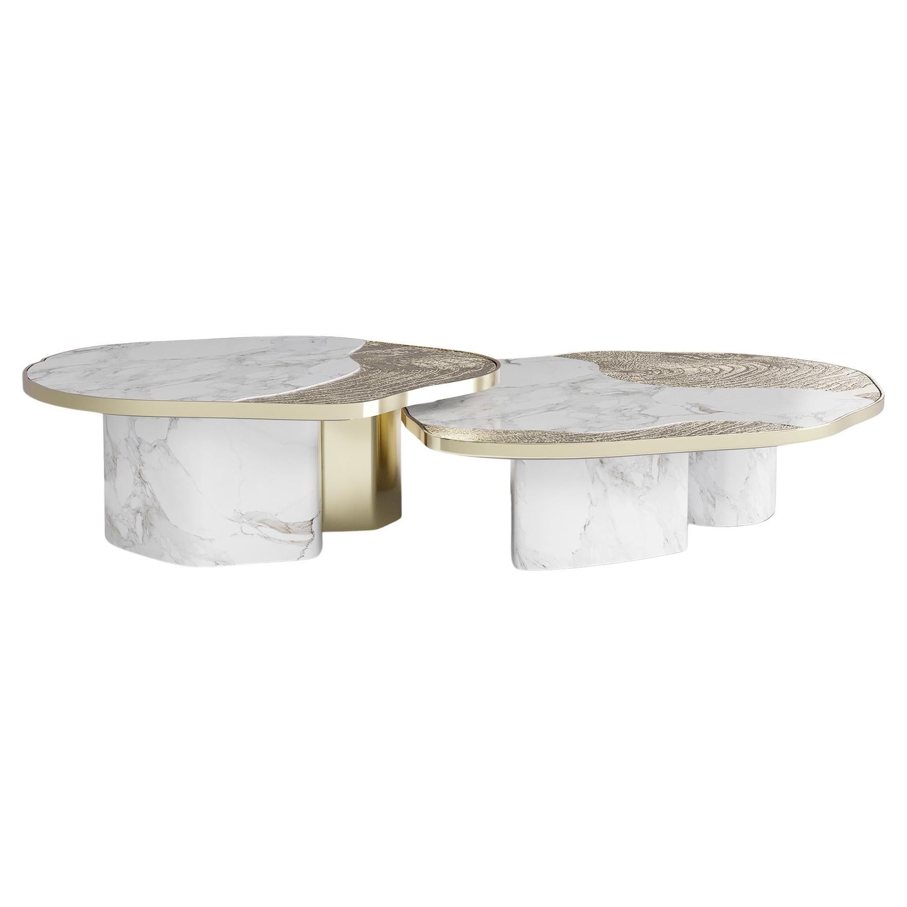 Boca do Lobo Ophelia Calacatta Marble Center Table, Gold-Plated Brass