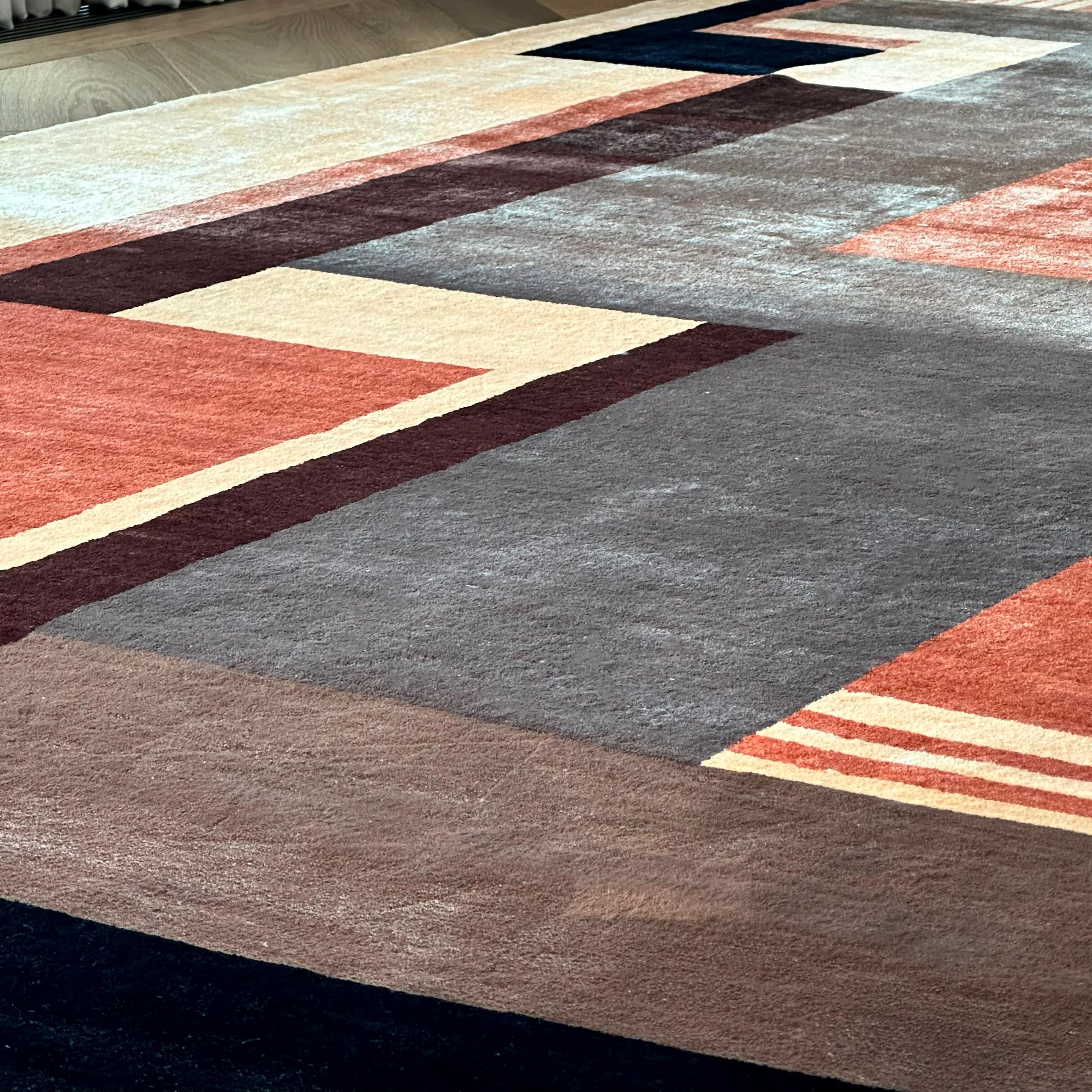 Art Deco Boccara Hand Knotted Silk Rug in the Style of Ivan da Silva Bruhns, France, 2009 For Sale