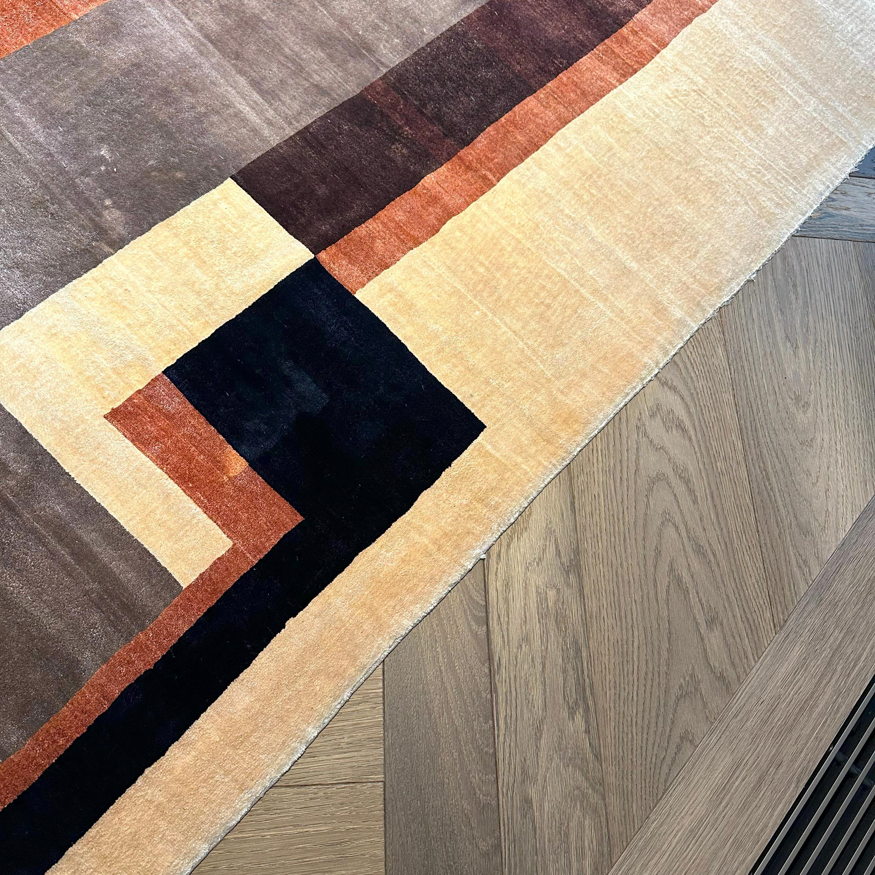 Contemporary Boccara Hand Knotted Silk Rug in the Style of Ivan da Silva Bruhns, France, 2009 For Sale