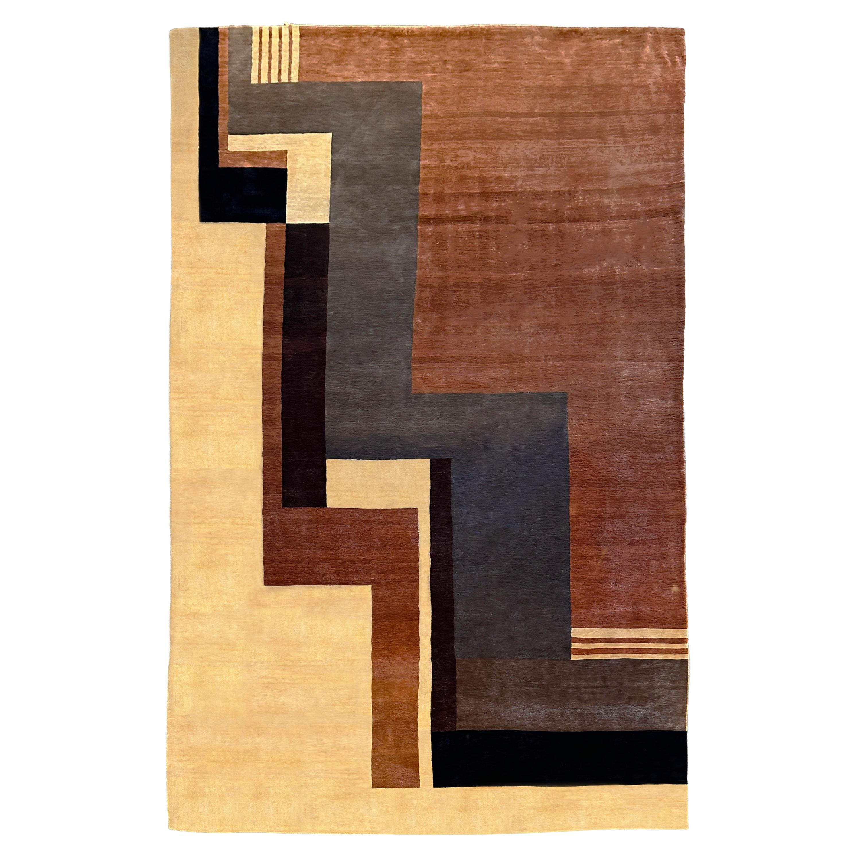Boccara Hand Knotted Silk Rug in the Style of Ivan da Silva Bruhns, France, 2009