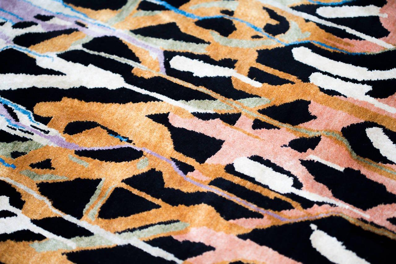 Hand-Knotted Boccara Limited Edition Hand Knotted Artistic Rug Designed by JonOne, Rainbow For Sale