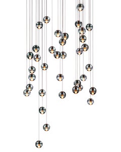 Used Bocci 14.36 Chandelier, Gray Hand-cast Art Glass 36 Pendant Light Fixture Canada