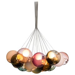 Bocci 28.19 Cluster Chandelier with 19 Colored Globes with Round Ceiling Canopy