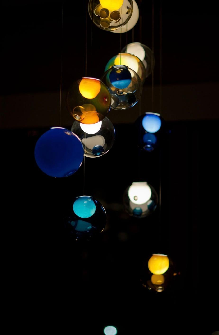 Contemporary Bocci 28.20 Random, Custom Composition, Art Glass Multi Color Globe Chandelier