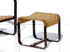 1930 "Bocconi" di Giuseppe Pagano Poltrona e sgabello in compensato di design razionalista