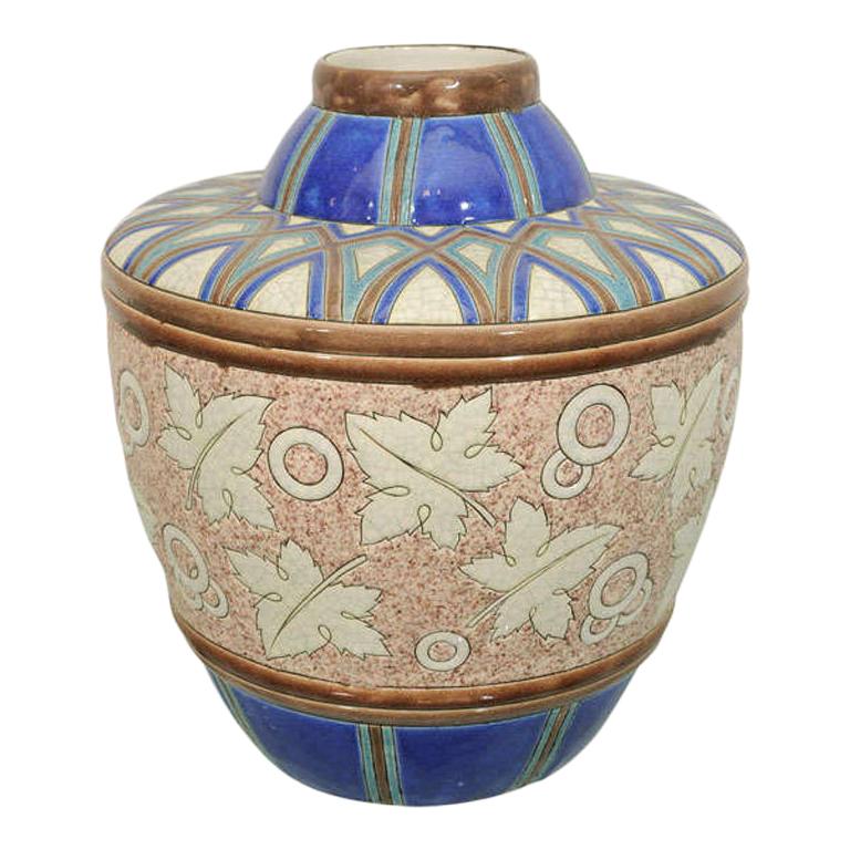 Boch Ceramic Jug Vase by Chevalier For Sale
