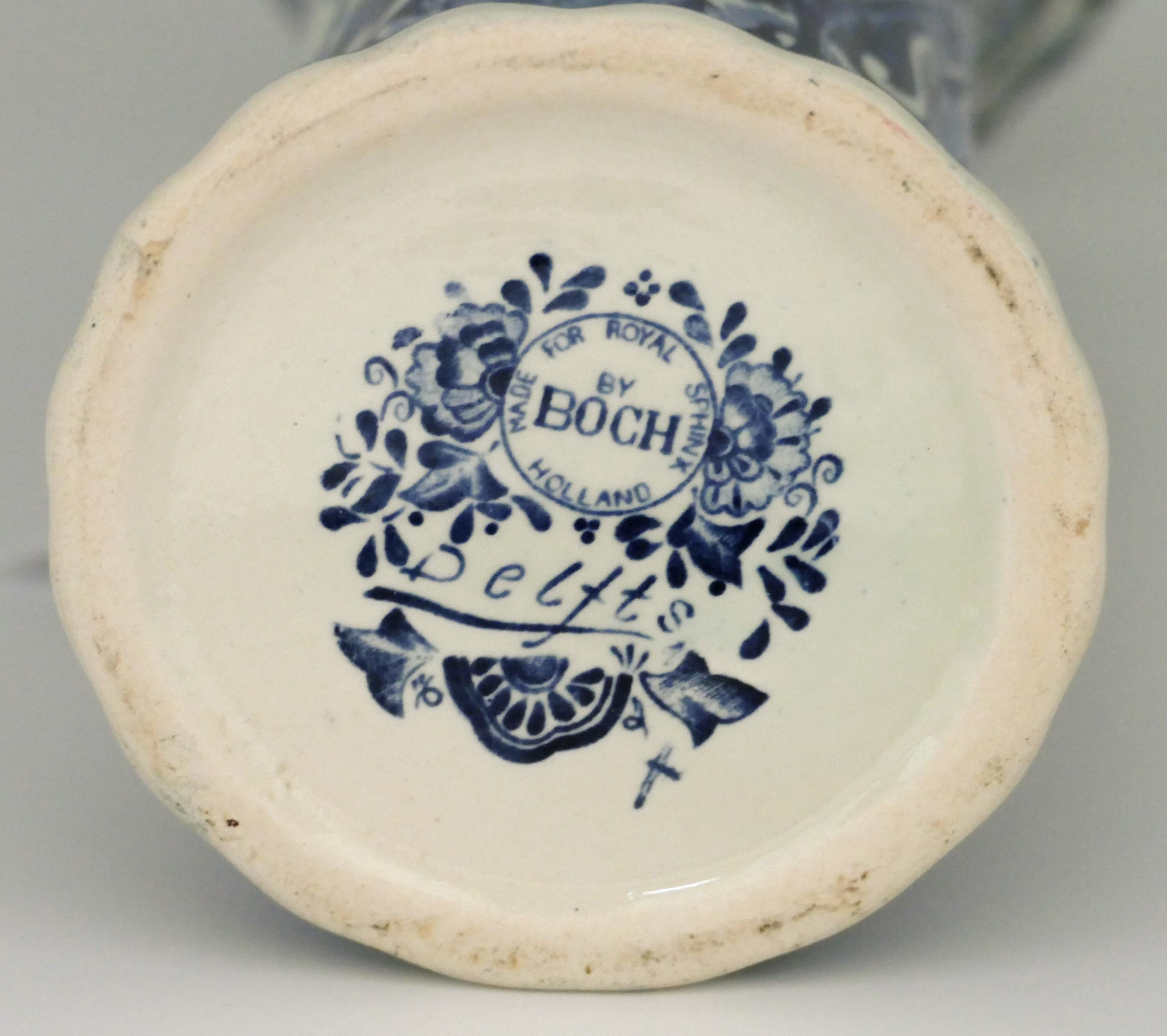 Porcelain Boch Delft Ceramic Vase, Early 20th Century