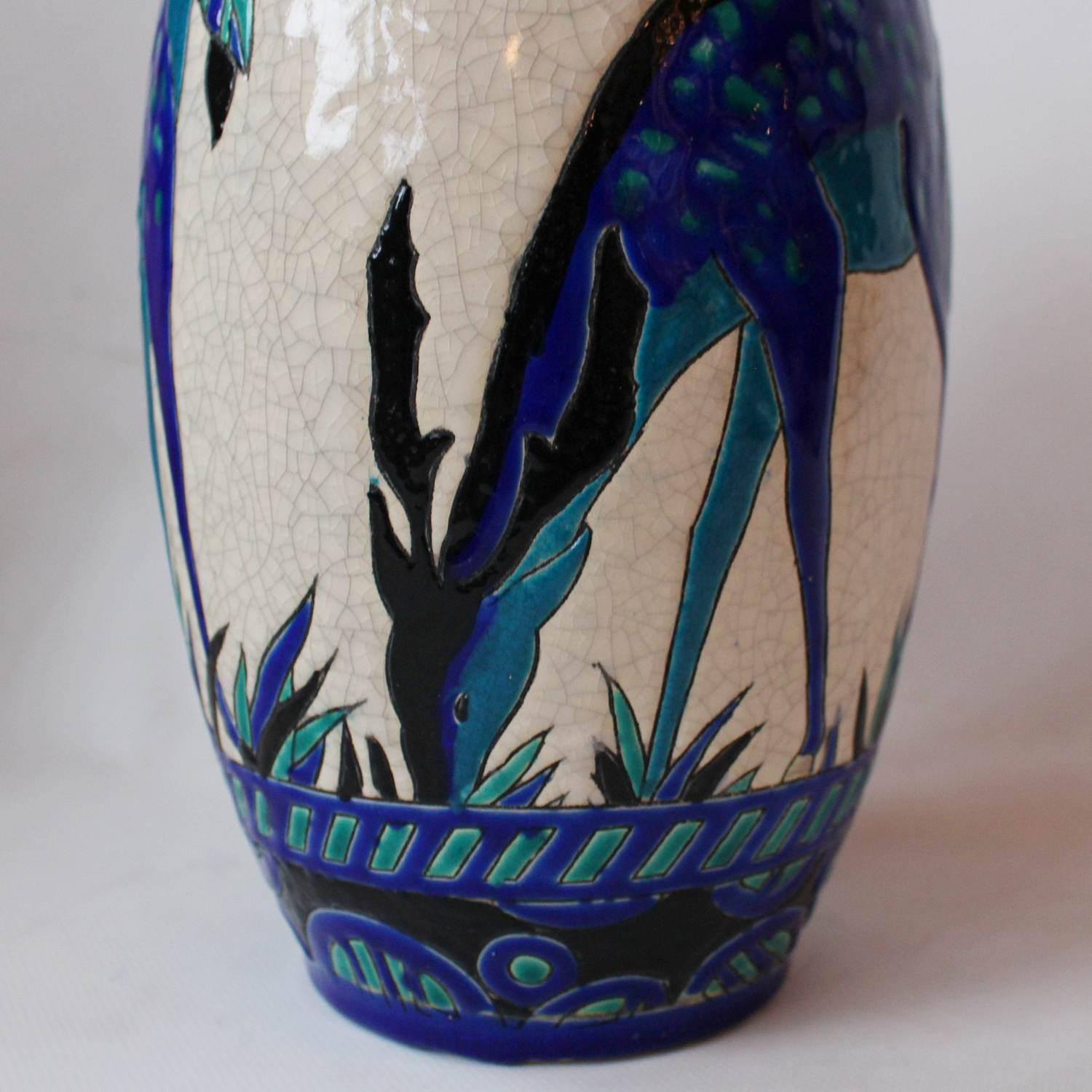 Early 20th Century Boch Freres 'Biches Bleues' Vase