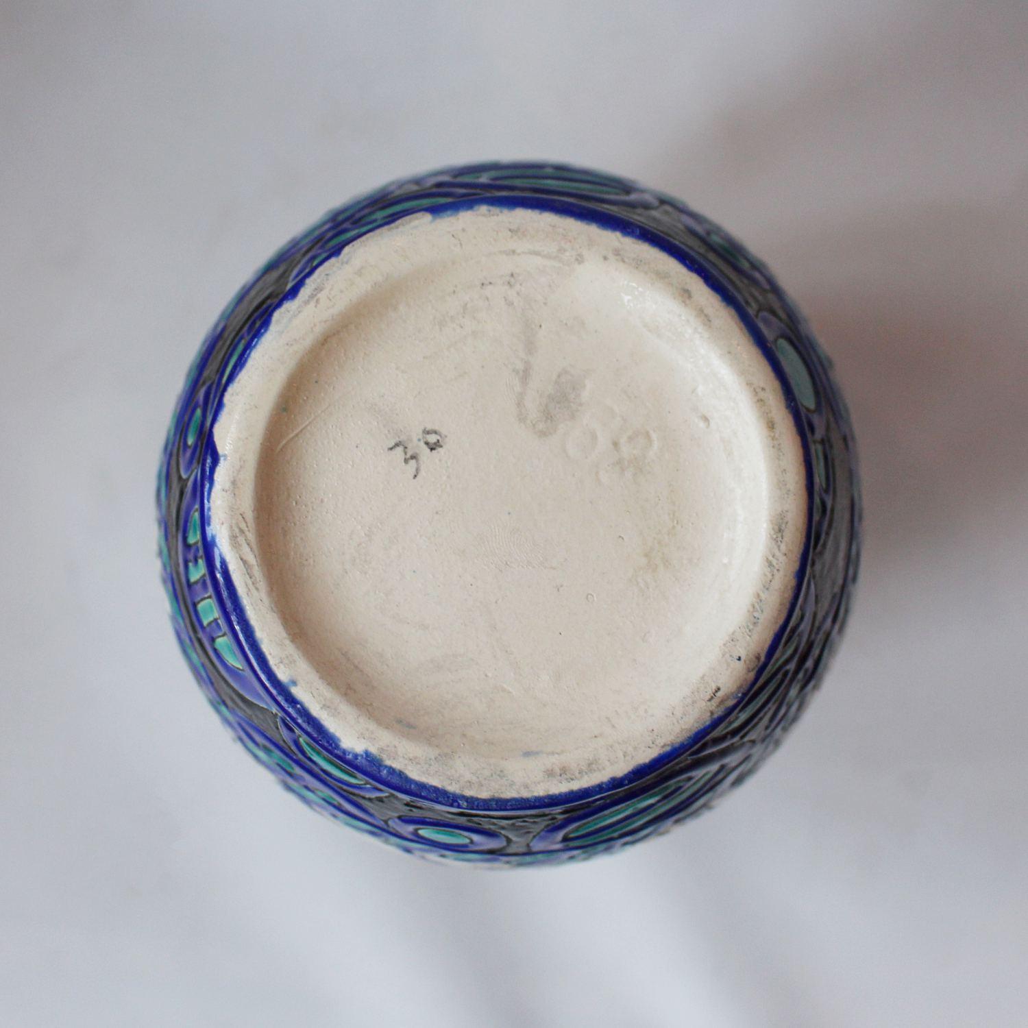 Ceramic Boch Freres 'Biches Bleues' Vase