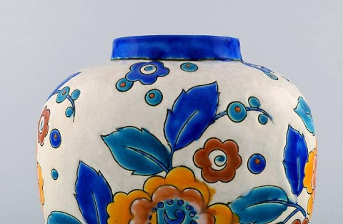 Belgian Boch Freres Ceramic, Belgium Large Art Deco Ceramic Vase, 1930s-1940s