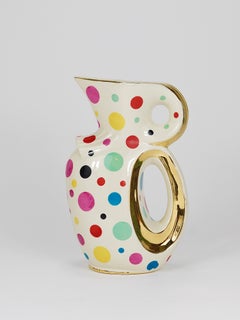 Boch Frères Gold & Polka Dot Decor Mid-Century Pitcher / Jug, Belgium, 1950s