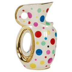 Boch Frères Gold & Polka Dot Decor Mid-Century Pitcher / Jug, Belgium, 1950s